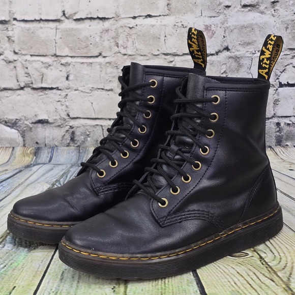 Dr. Martens Zavala Boots Mens 7 Womens 8 Black Leather 8-Eye Combat Ankle Boot main image 4
